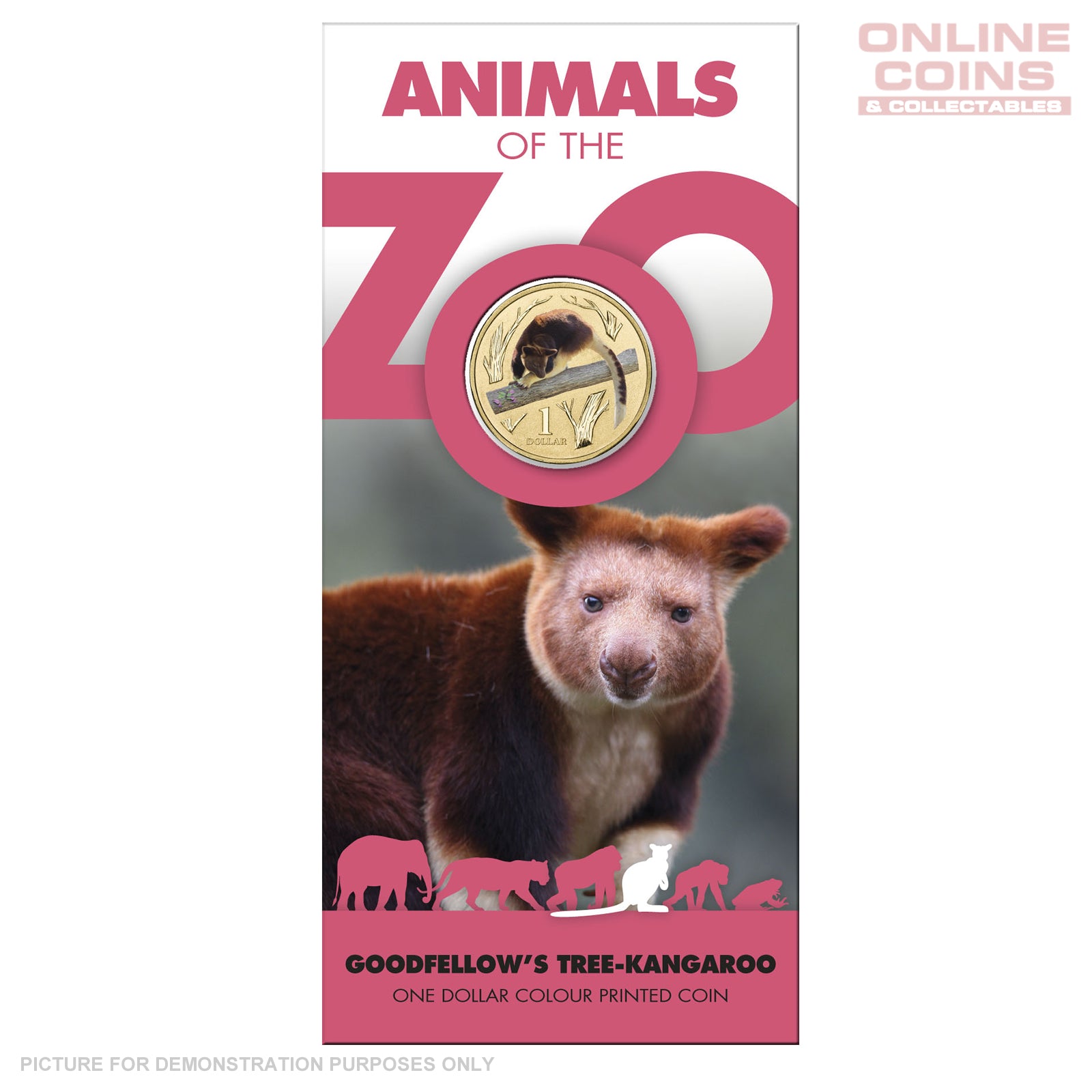 2012 $1 AlBr Uncirculated Carded Coin - Animals of the Zoo series- Goodfellows Tree Kangaroo